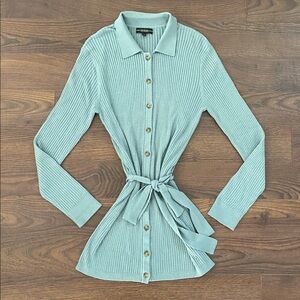 GUES Emili Cardigan Belt Ribbed Button-Up Cardigan with Tie